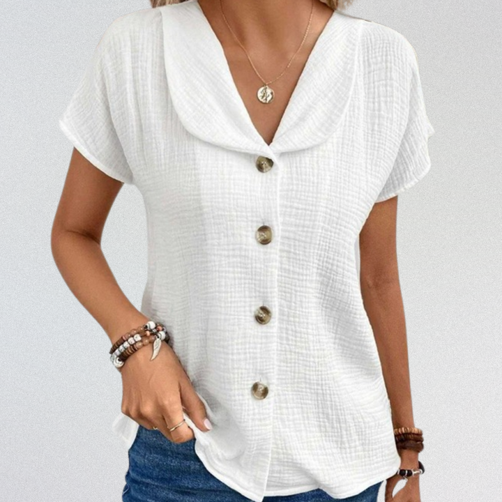 EMMA™| Bluse aus Premium-Baumwolle mit Knöpfen