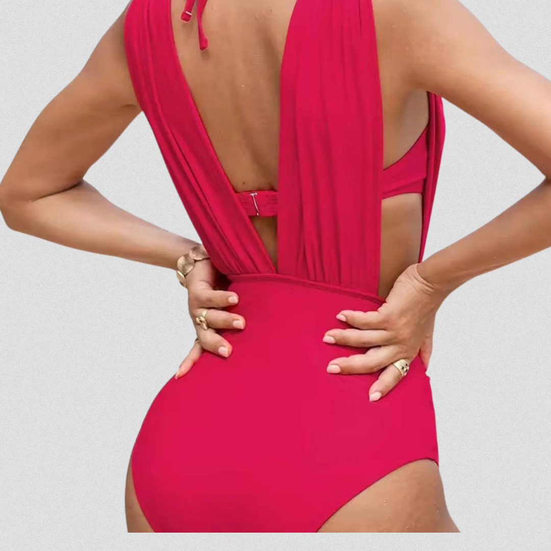 LEANDRA™ | Figurformender Badeanzug mit V-Ausschnitt
