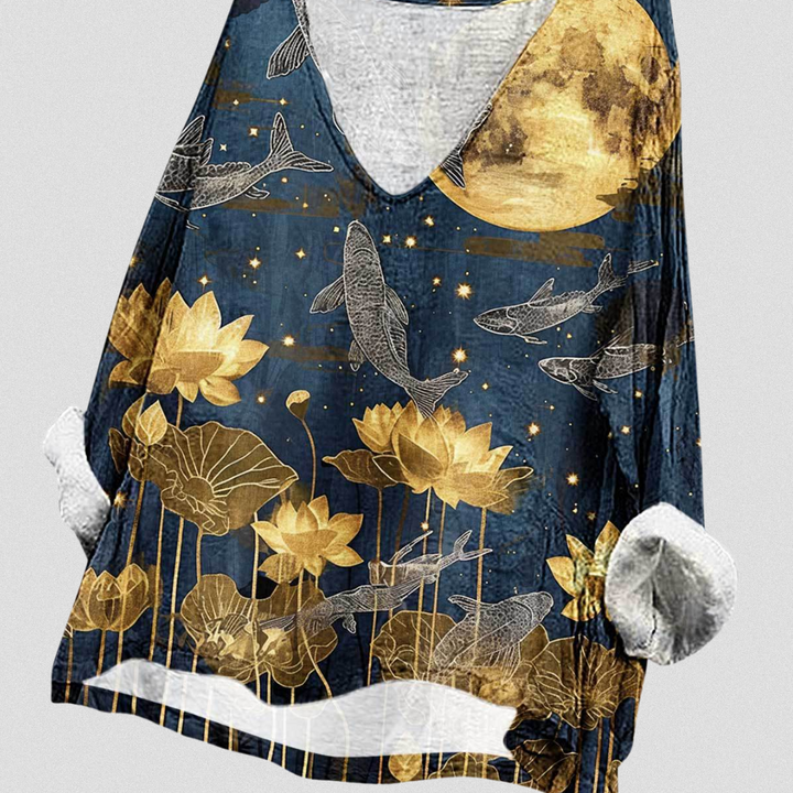 SILVIA™| Luftige Bluse mit floralen Akzenten