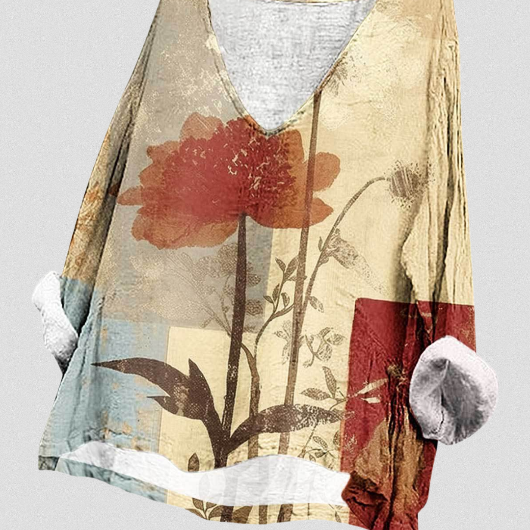 SILVIA™| Luftige Bluse mit floralen Akzenten