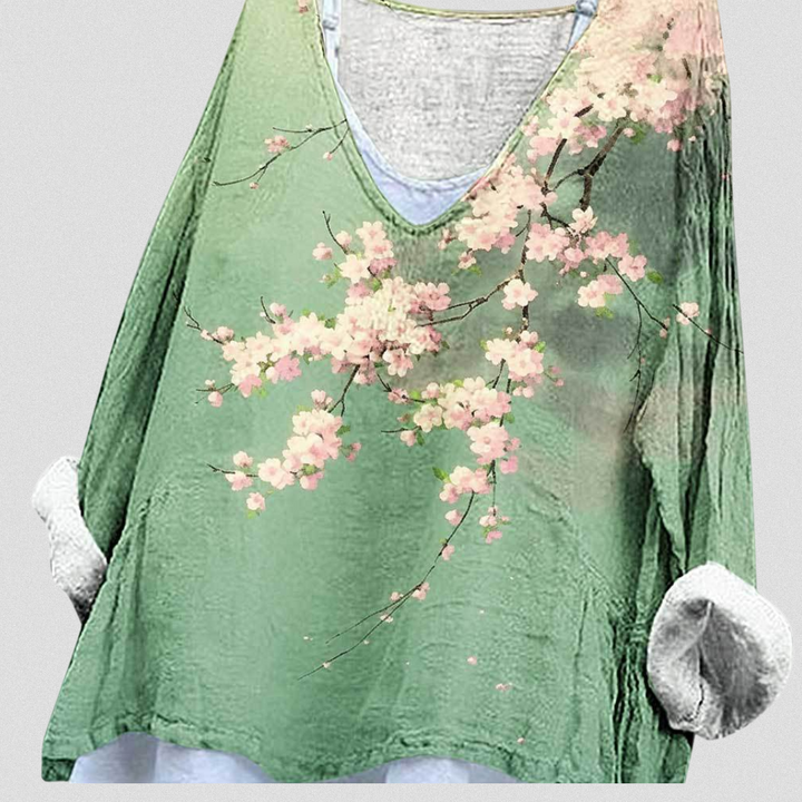SILVIA™| Luftige Bluse mit floralen Akzenten