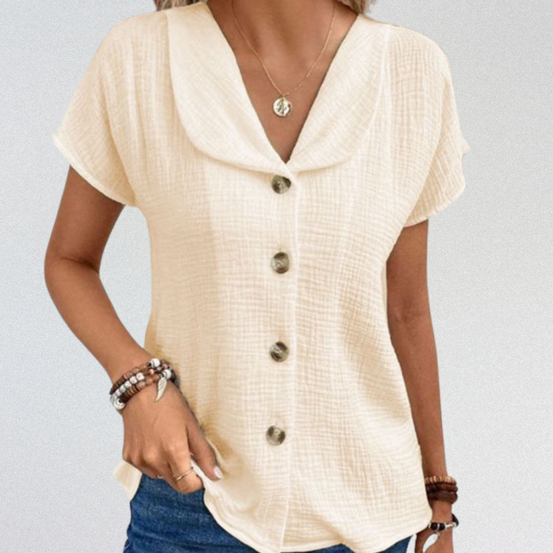 EMMA™| Bluse aus Premium-Baumwolle mit Knöpfen