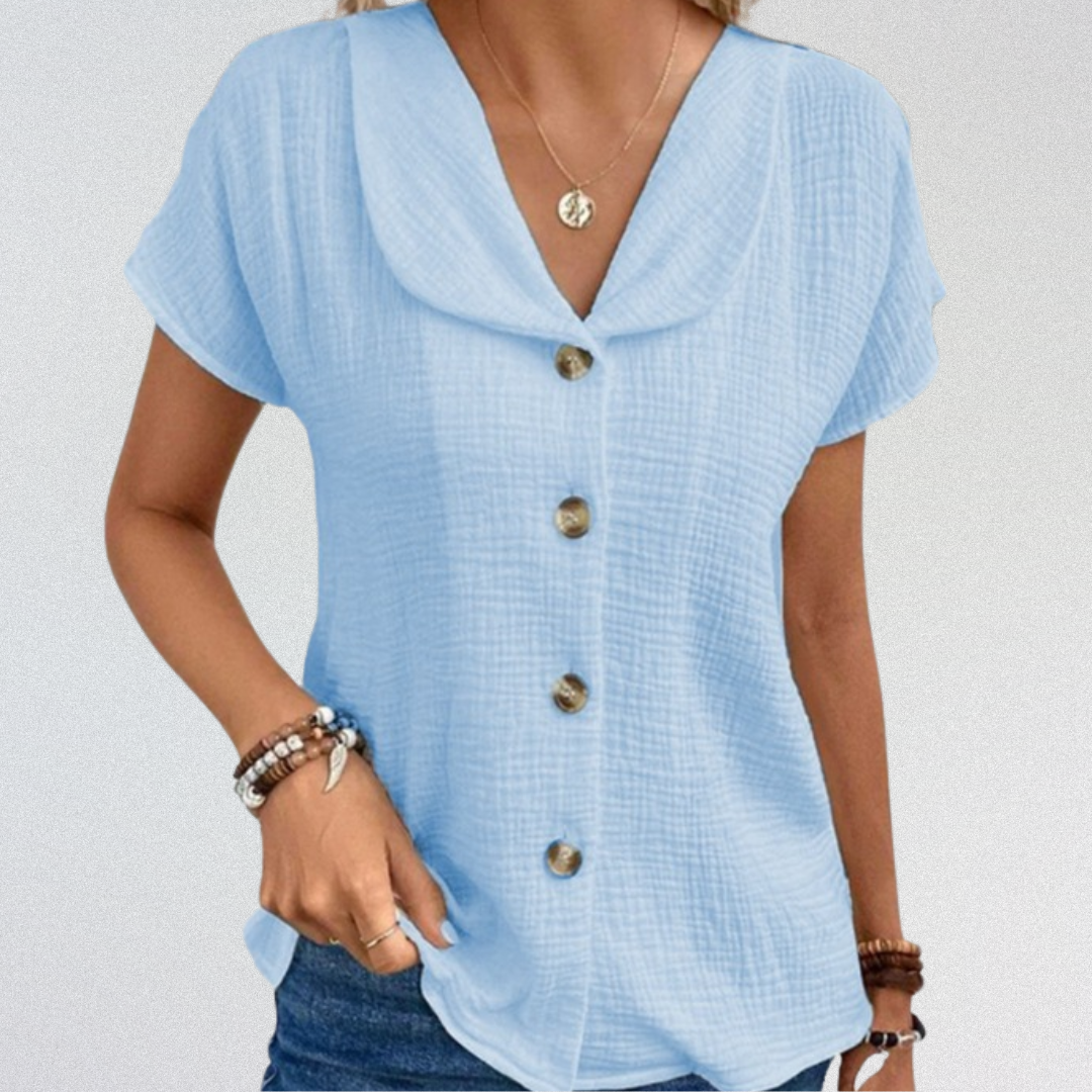 EMMA™| Bluse aus Premium-Baumwolle mit Knöpfen
