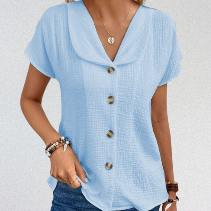 EMMA™| Bluse aus Premium-Baumwolle mit Knöpfen