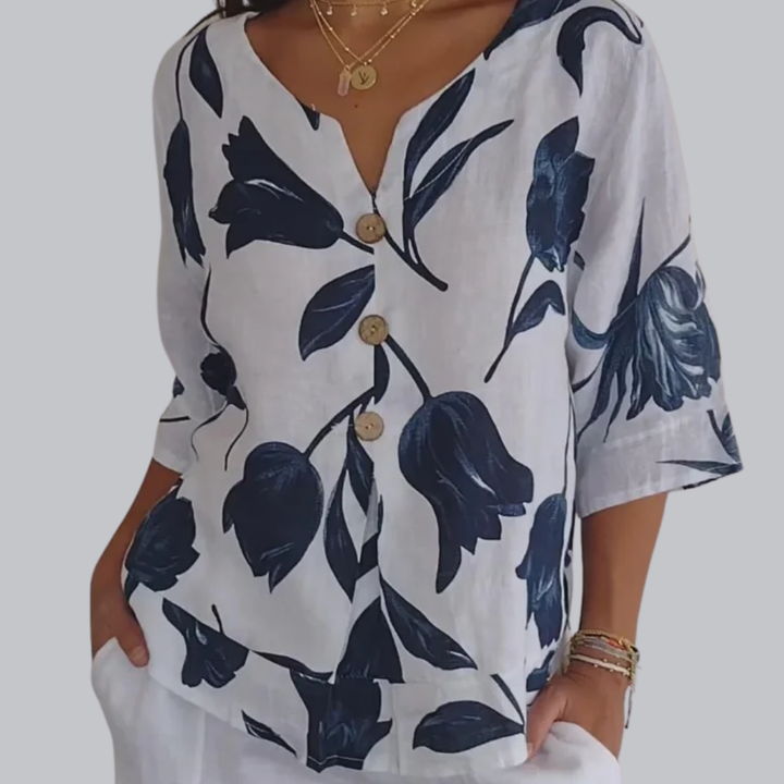 IRIS™| Tunika-Bluse aus Premiumstoff mit V-Ausschnitt