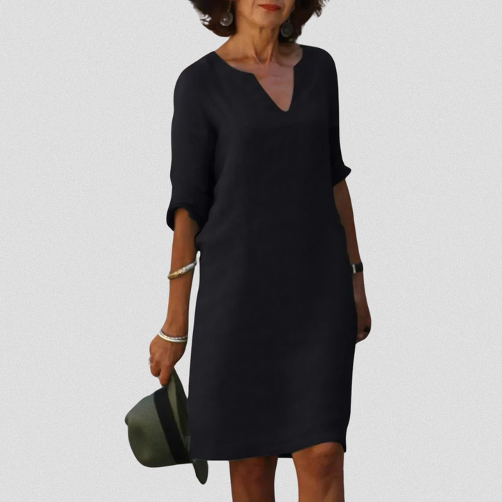 SUSAN™   |   Elegantes Kleid mit V-Ausschnitt aus Premium-Material