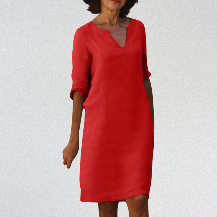 SUSAN™   |   Elegantes Kleid mit V-Ausschnitt aus Premium-Material
