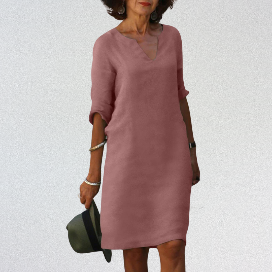 SUSAN™   |   Elegantes Kleid mit V-Ausschnitt aus Premium-Material