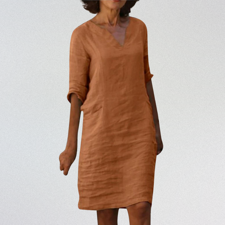 SUSAN™   |   Elegantes Kleid mit V-Ausschnitt aus Premium-Material