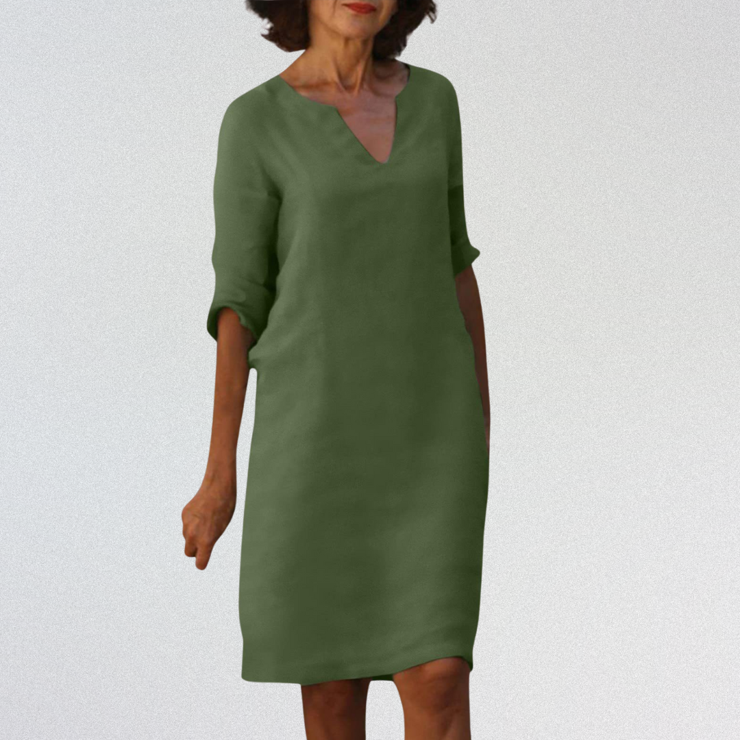 SUSAN™   |   Elegantes Kleid mit V-Ausschnitt aus Premium-Material