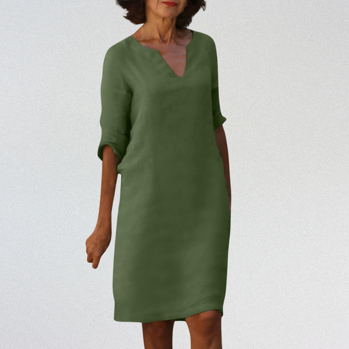 SUSAN™   |   Elegantes Kleid mit V-Ausschnitt aus Premium-Material