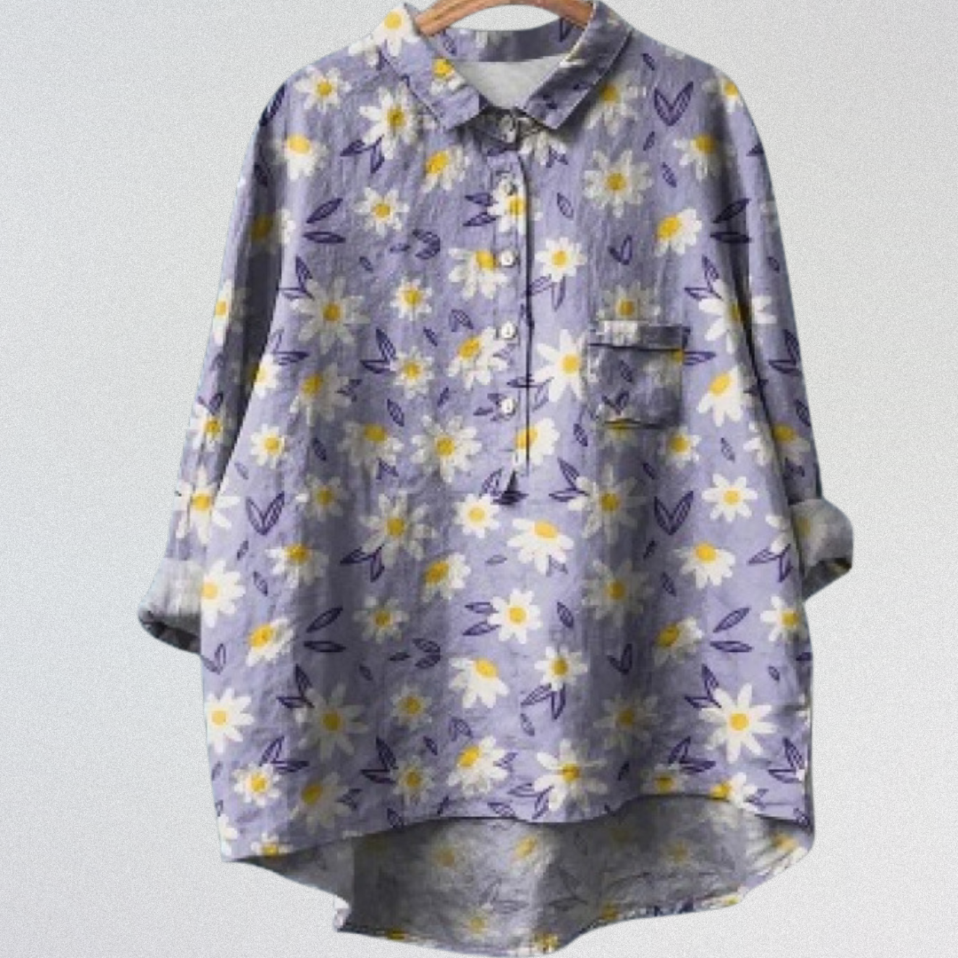 MARIGOLD™ | Handgefertigte Hemdbluse mit Blumen- und Tiermuster