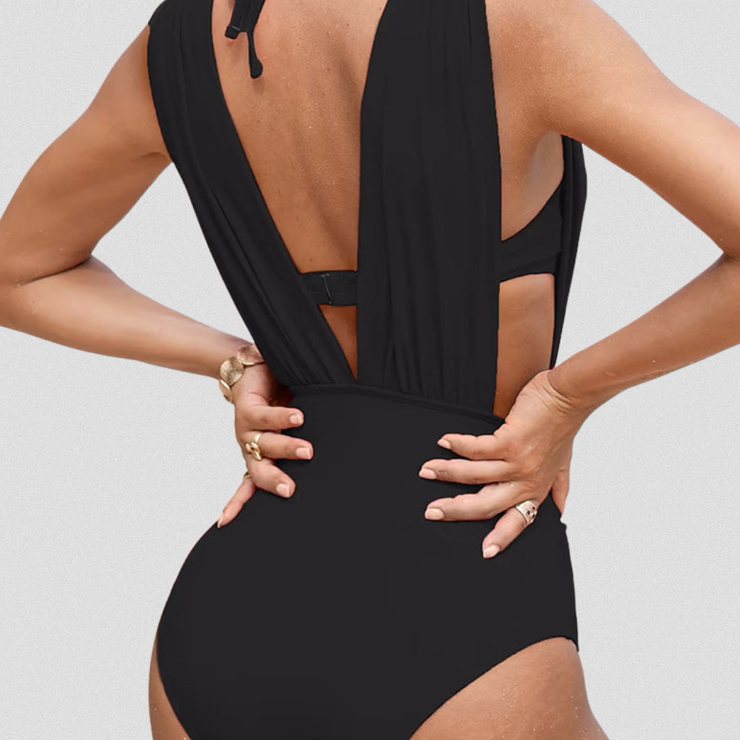 LEANDRA™ | Figurformender Badeanzug mit V-Ausschnitt