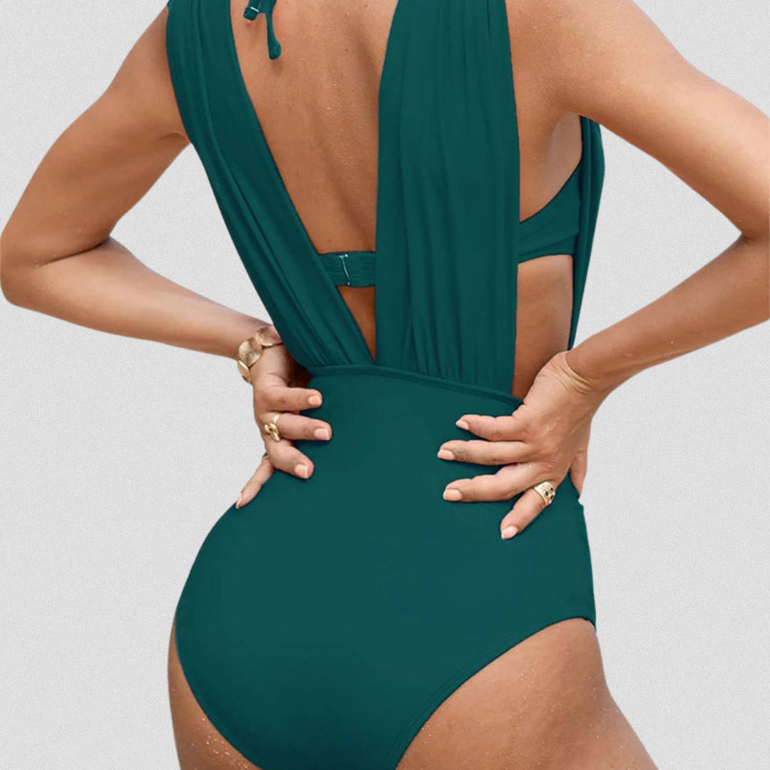LEANDRA™ | Figurformender Badeanzug mit V-Ausschnitt